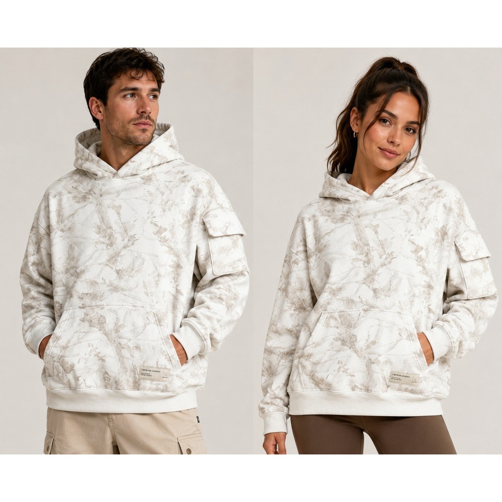 Comfrt Unisex White Oak Oversized Camo Hoodie Size S NWT